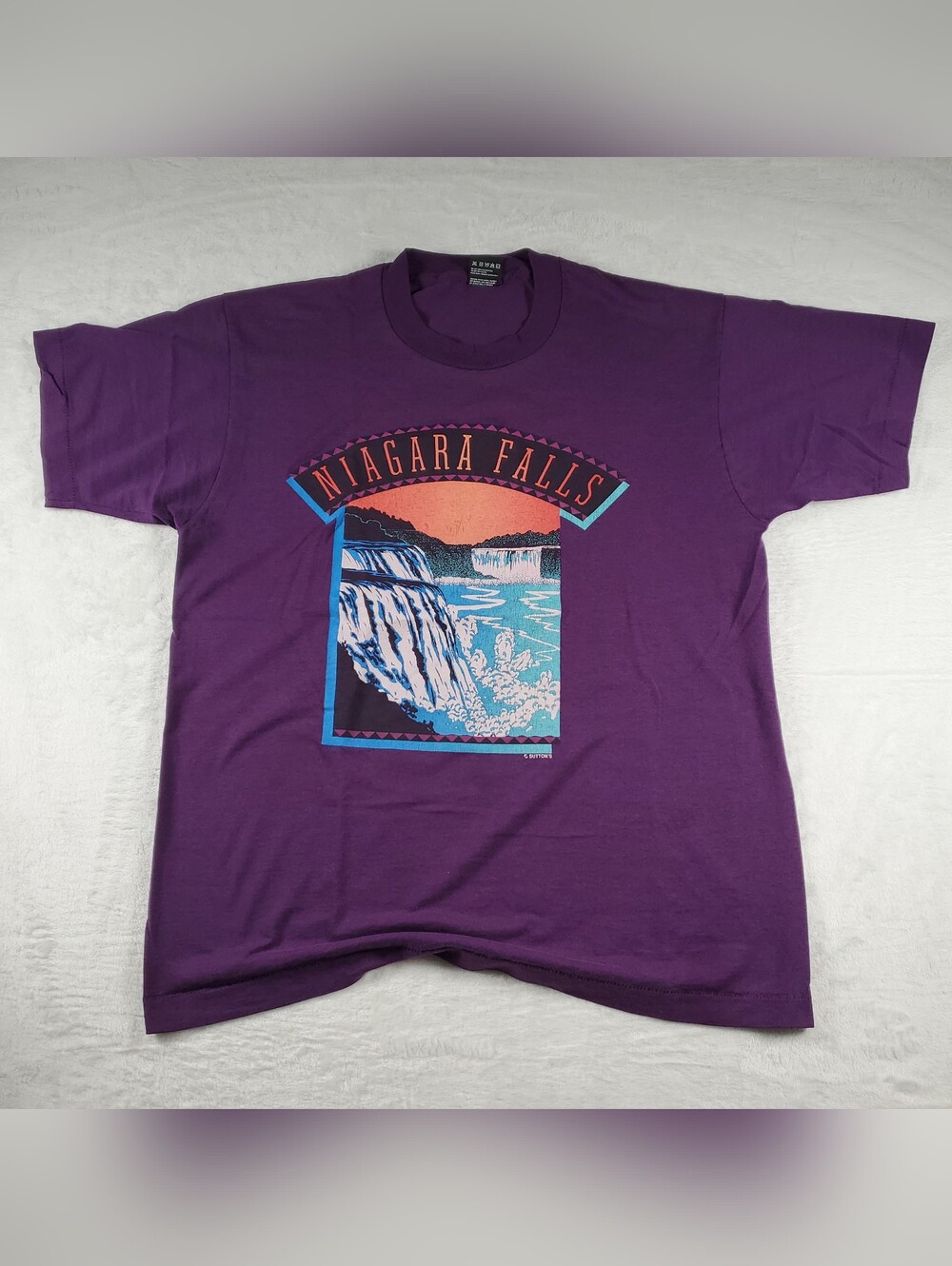 Vintage 1990s Niagra Falls Canada Purple T-Shirt Single-Stitch Large READ